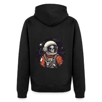 Gruseliges Skelett als Astronaut - Unisex Premium Bio Zip Hoodie - Schwarz - Hinten - Nico (187cm)
