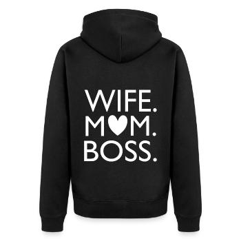 femme maman - Veste à capuche bio Premium Unisexe - noir - Dos - Nico (187cm)