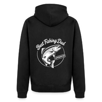 Bester Angelpapa Best Fishing Dad Approved - Unisex Premium Bio Zip Hoodie - Schwarz - Hinten - Nico (187cm)