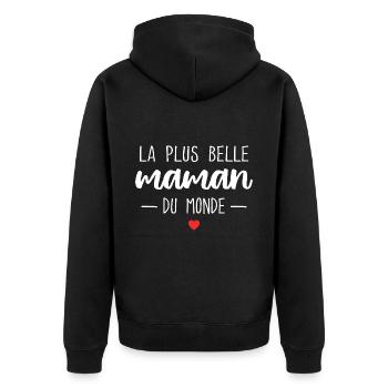 The World's Most Beautiful Mom Gift - Unisex Premium Organic Zip Hoodie - black - Back - Nico (187cm)