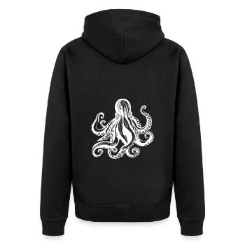 Illustration de poulpe cool en blanc - Veste à capuche bio Premium Unisexe - noir - Dos - Nico (187cm)