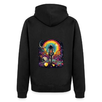 Psychedelic Trip to the Moon - Lucy in the Sky - Unisex Premium Organic Zip Hoodie - black - Back - Nico (187cm)