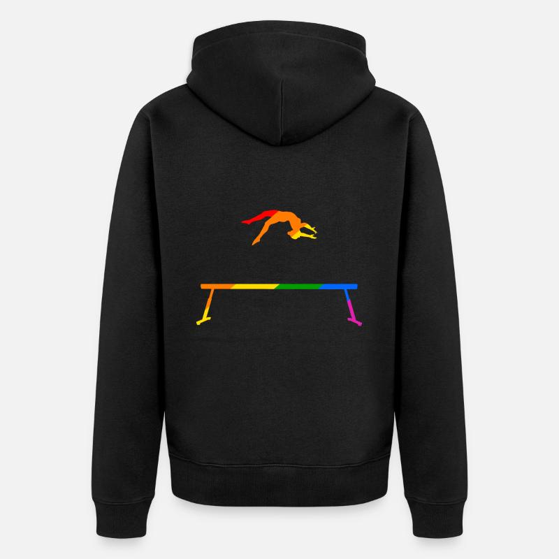 Gymnastique sur poutre arc-en-ciel - Veste à capuche bio Premium Unisexe - noir