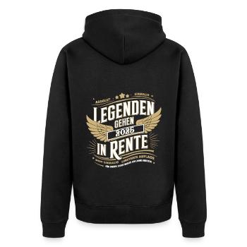 Legenden Gehen 2025 In Rente - Unisex Premium Bio Zip Hoodie - Schwarz - Hinten - Nico (187cm)
