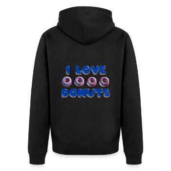 I LOVE DONUTS - Unisex Premium Bio Zip Hoodie - Schwarz - Hinten - Nico (187cm)