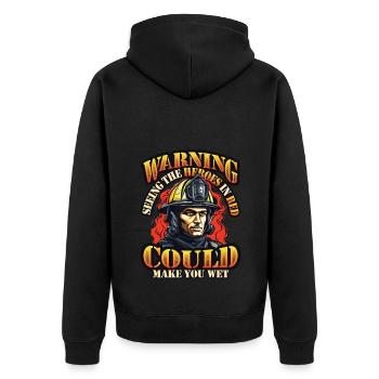 Slogan des pompiers, Brigade de pompiers volontaires - Veste à capuche bio Premium Unisexe - noir - Dos - Nico (187cm)