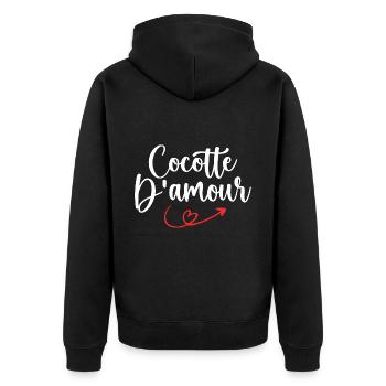 Auflauf der Liebe - Unisex Premium Bio Zip Hoodie - Schwarz - Hinten - Nico (187cm)