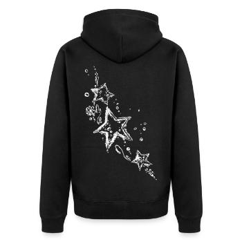 étoiles avec ornement de gouttes d'eau - Veste à capuche bio Premium Unisexe - noir - Dos - Nico (187cm)