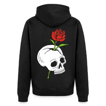 The skull and the rose - Unisex Premium Organic Zip Hoodie - black - Back - Nico (187cm)