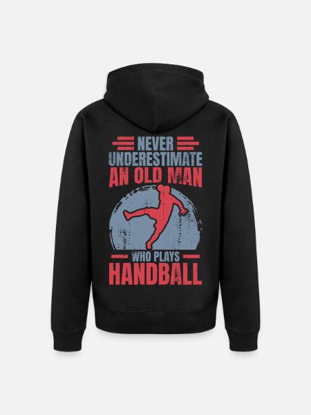 Handball Großvater - Unisex Premium Bio Zip Hoodie - Schwarz