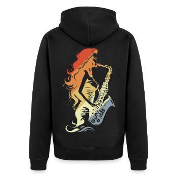 Saxophone Player Vintage - Unisex Premium Organic Zip Hoodie - black - Back - Nico (187cm)