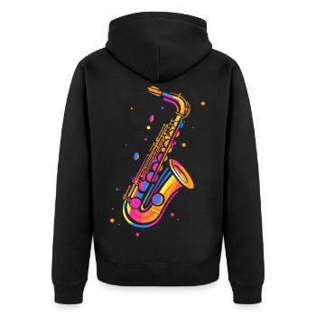 Saxophone rétro - Veste à capuche bio Premium Unisexe - noir - Dos - Nico (187cm)