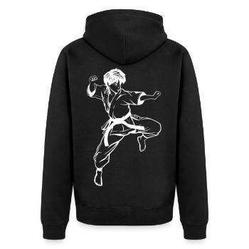 Croquis de karaté garçon - Veste à capuche bio Premium Unisexe - noir - Dos - Nico (187cm)