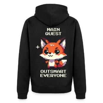 Quête principale : Déjouer tout le monde | Renard, Farceur - Veste à capuche bio Premium Unisexe - noir - Dos - Nico (187cm)