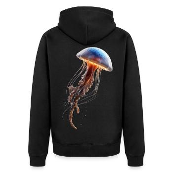 Qualle Jellyfish Feuerqualle Medusa Süße Quallen - Unisex Premium Bio Zip Hoodie - Schwarz - Hinten - Nico (187cm)
