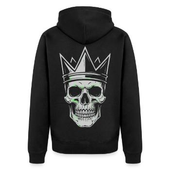 Krone Totenkopf Motiv für Skull und Rock Fans - Unisex Premium Bio Zip Hoodie - Schwarz - Hinten - Nico (187cm)