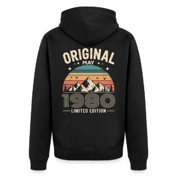 May 1980 – Legend of the Peaks and Mountains - Unisex Premium Organic Zip Hoodie - black - Back - Nico (187cm)