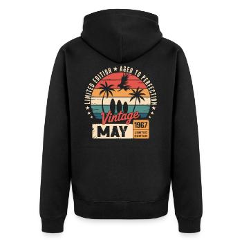 Besonderes Jubiläum mit diesem Entwurf Mai 1967 - Unisex Premium Bio Zip Hoodie - Schwarz - Hinten - Nico (187cm)