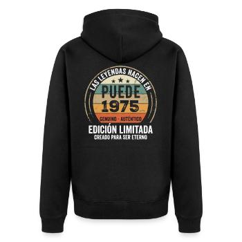 Cadeau Anniversaire Mai 1975, Né en mai 1975 - Veste à capuche bio Premium Unisexe - noir - Dos - Nico (187cm)