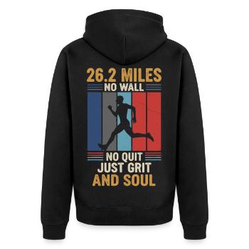 Marathon Läufer 26.2 Miles - Unisex Premium Bio Zip Hoodie - Schwarz - Hinten - Nico (187cm)
