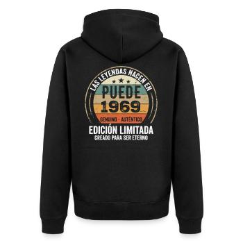 Cadeau Anniversaire Mai 1969, Né en mai 1969 - Veste à capuche bio Premium Unisexe - noir - Dos - Nico (187cm)