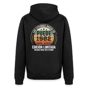 Cadeau Anniversaire Mai 1982, Né en mai 1982 - Veste à capuche bio Premium Unisexe - noir - Dos - Nico (187cm)