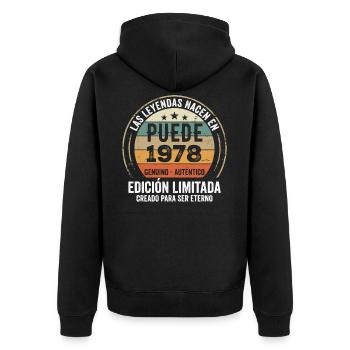 Cadeau Anniversaire Mai 1978, Né en mai 1978 - Veste à capuche bio Premium Unisexe - noir - Dos - Nico (187cm)