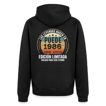Cadeau Anniversaire Mai 1986, Né en mai 1986 - Veste à capuche bio Premium Unisexe - noir - Dos - Nico (187cm)