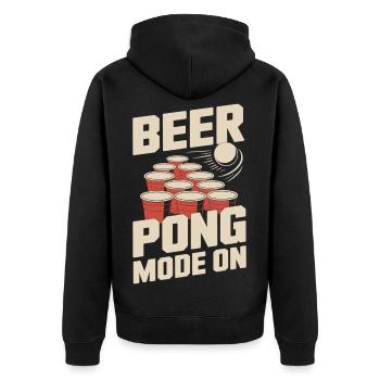 Beer Pong T-Shirt Mode On - Unisex Premium Bio Zip Hoodie - Schwarz - Hinten - Nico (187cm)