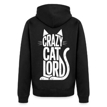 Cat Lord Shirt with Cat Ears - Unisex Premium Organic Zip Hoodie - black - Back - Nico (187cm)