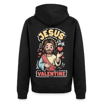 Retro Heart Valentine's Day Design Love - Unisex Premium Organic Zip Hoodie - black - Back - Nico (187cm)