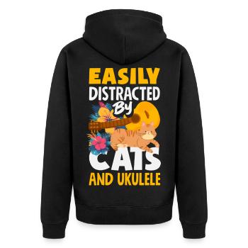 Funny Ukulele Designs and Sayings - Unisex Premium Organic Zip Hoodie - black - Back - Nico (187cm)
