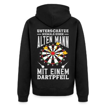 Lustige Darts Sprüche Darts Geschenke - Unisex Premium Bio Zip Hoodie - Schwarz - Hinten - Nico (187cm)