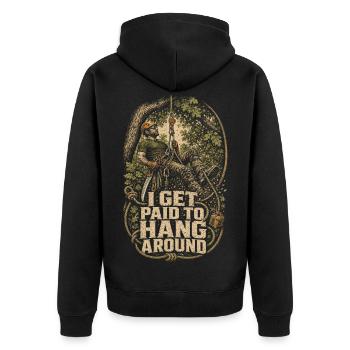 Arboriste Entretien des arbres Je suis payé pour traîner avec moi - Veste à capuche bio Premium Unisexe - noir - Dos - Nico (187cm)