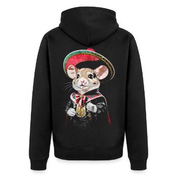 Mariachi-Maus - Unisex Premium Bio Zip Hoodie - Schwarz - Hinten - Nico (187cm)