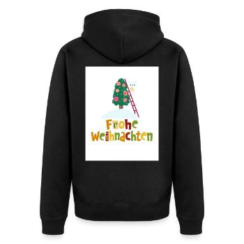 Froho wihnachten - Unisex Premium Bio Zip Hoodie - Schwarz - Hinten - Nico (187cm)
