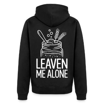 Leaven Me Alone - Unisex Premium Bio Zip Hoodie - Schwarz - Hinten - Nico (187cm)