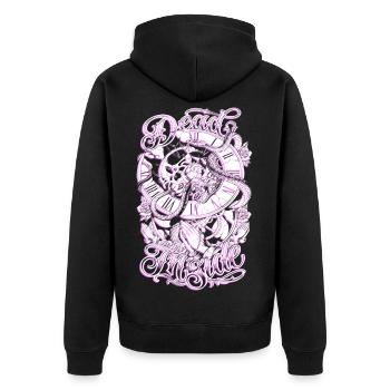 Pink Death Watch - Unisex Premium Bio Zip Hoodie - Schwarz - Hinten - Nico (187cm)