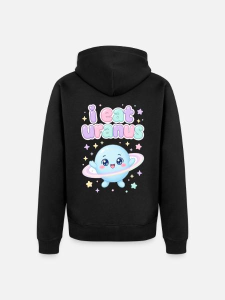 I eat Uranus – kawaii Planet - Unisex Premium Bio Zip Hoodie - Schwarz