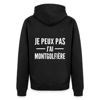 Ich kann keinen Heißluftballon haben - Unisex Premium Bio Zip Hoodie - Schwarz - Hinten - Nico (187cm)