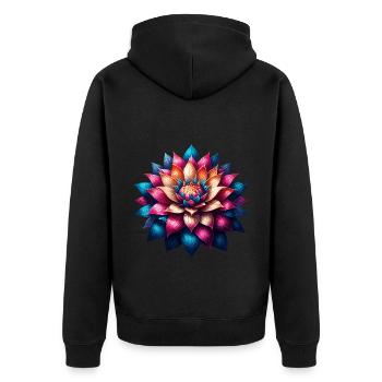 Mandala coloré fleur de lotus - Veste à capuche bio Premium Unisexe - noir - Dos - Nico (187cm)