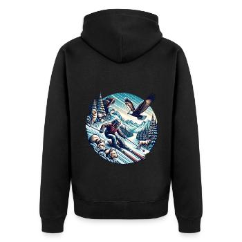Sports d’hiver d’aventure avec des animaux sauvages - Veste à capuche bio Premium Unisexe - noir - Dos - Nico (187cm)