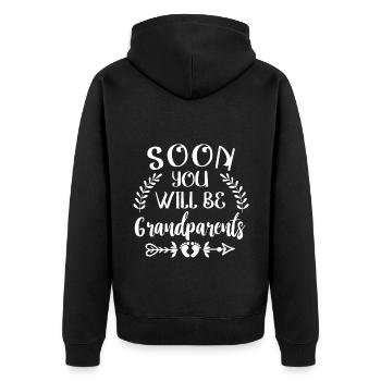 Vous serez bientôt grands-parents. Grand-mère et grand-père - Veste à capuche bio Premium Unisexe - noir - Dos - Nico (187cm)