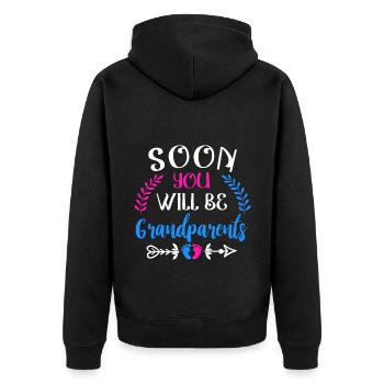 Nous serons bientôt grands-parents, nous serons grand-mère et grand-père - Veste à capuche bio Premium Unisexe - noir - Dos - Nico (187cm)