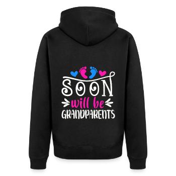 Bientôt nous serons grand-mère et grand-père, nous serons grands-parents - Veste à capuche bio Premium Unisexe - noir - Dos - Nico (187cm)