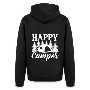 Camping Wohnmobil Van Vintage im Wohnwagen Caravan - Unisex Premium Bio Zip Hoodie - Schwarz - Hinten - Nico (187cm)