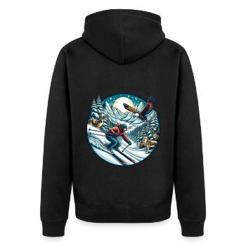 Breathtaking winter sports adventure scene - Unisex Premium Organic Zip Hoodie - black - Back - Nico (187cm)