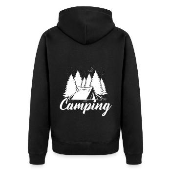 Camping Wohnmobil Van Vintage im Wohnwagen Caravan - Unisex Premium Bio Zip Hoodie - Schwarz - Hinten - Nico (187cm)