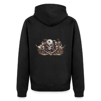 Halloween Piratenflagge Skull Freibeuter Design - Unisex Premium Bio Zip Hoodie - Schwarz - Hinten - Nico (187cm)