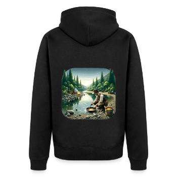 Gold Diggers By The River At Sunset In The - Unisex Premium Organic Zip Hoodie - black - Back - Nico (187cm)